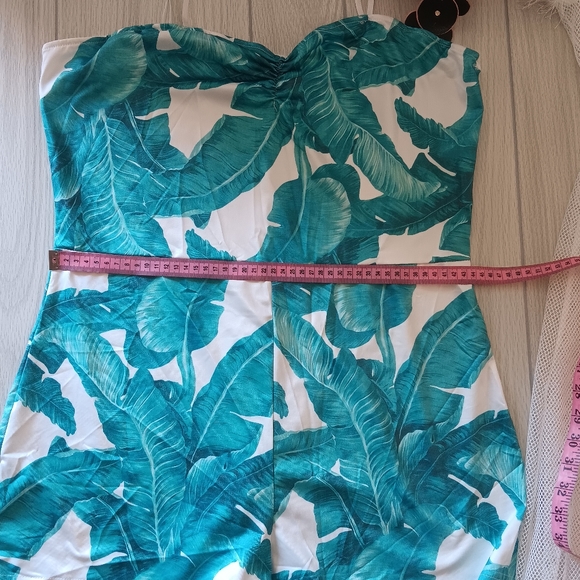 Sexy See-Through Mesh Dress Spaghetti Strap Leaf Print Romper Set - Picture 5 of 16